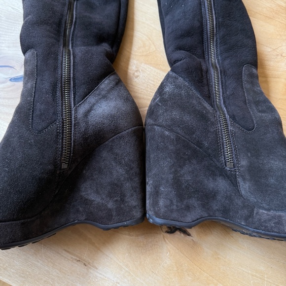 THE ORIGINAL CAR SHOE SUEDE BOOTS TALL PLATFORM WEDGE LUXURY DESIGNER 36 US 6 - Picture 10 of 12